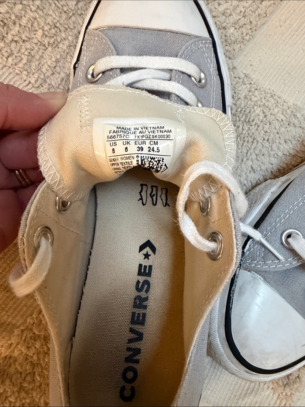 Converse Classic Low Top Platform Sneakers in Light Blue/Gray and White Trim - Picture 7 of 7
